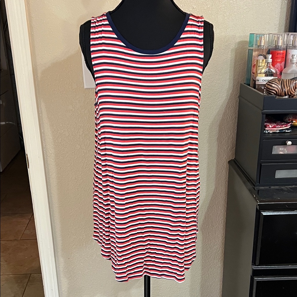 Striped Sleeveless Top - Red, White, and Blue